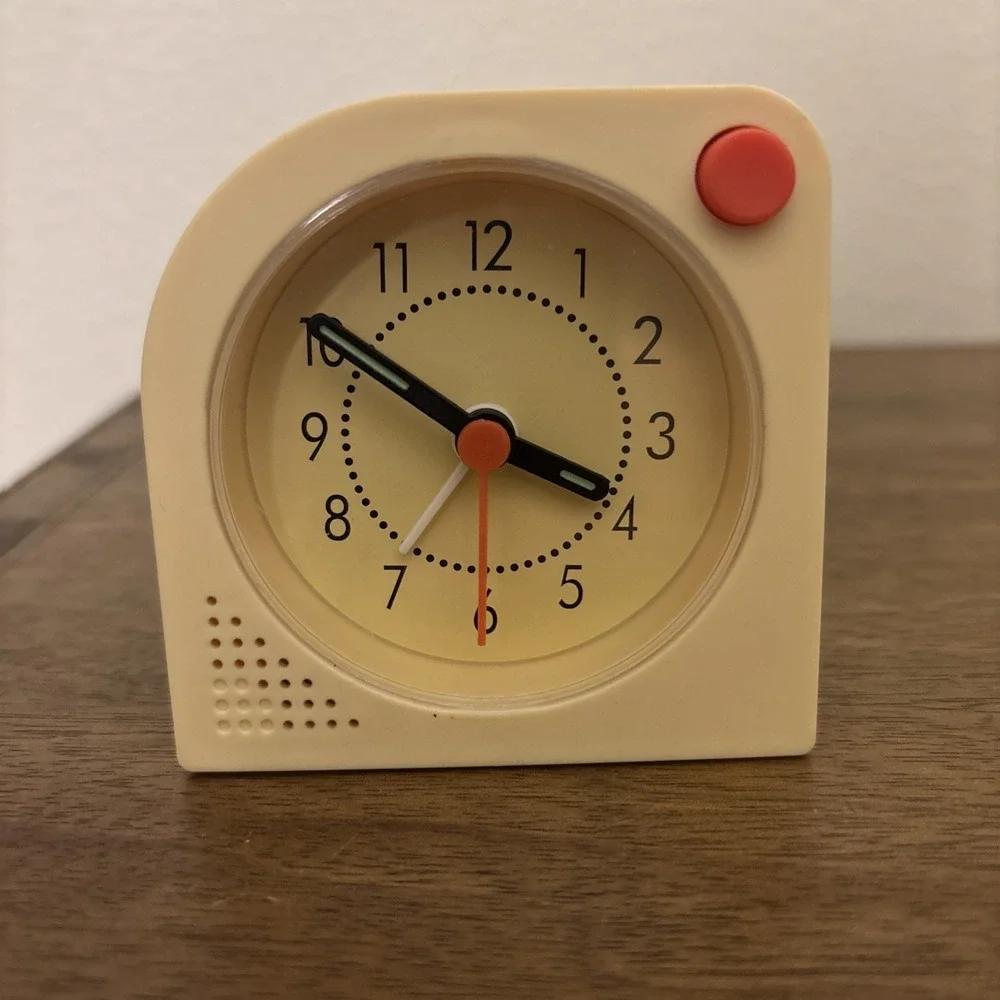 IKEA TJINGA Alarm Clock Battery Bedside Small Travel Clock Pale Yellow Works
